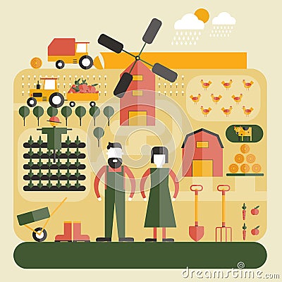 Farm Flat Concept Vector Illustration