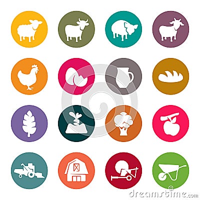 Farm flat icon set Vector Illustration