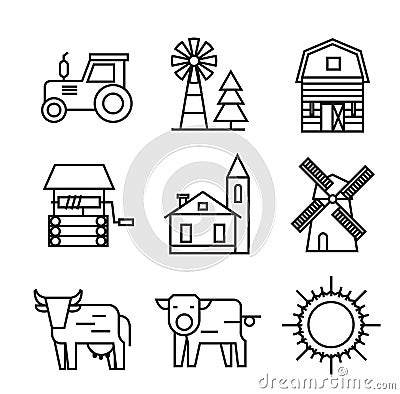 Farm flat icons Vector Illustration