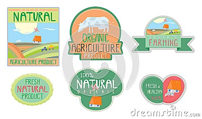 Farm food stickers Vector Illustration