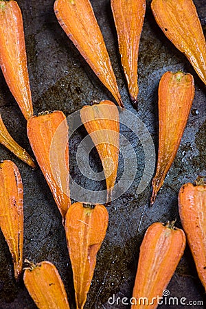 Farm fresh baby carrots roasted with honey Stock Photo