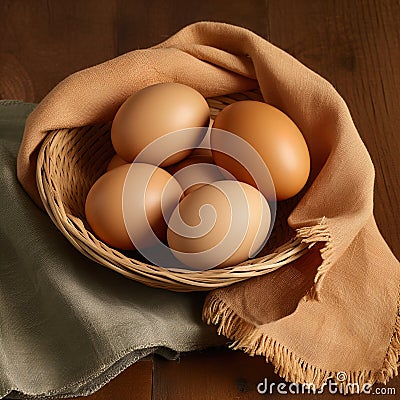 Farm fresh, cage free, organic brown eggs. Stock Photo