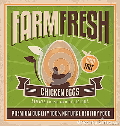 Farm fresh chicken eggs Vector Illustration