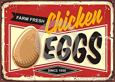 Farm fresh chicken eggs vintage promotional sign Vector Illustration