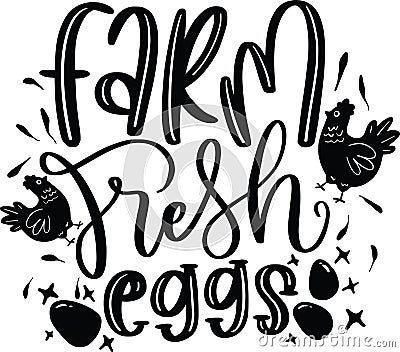 Farm Fresh Eggs Vector Illustration