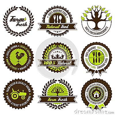 Farm fresh label set Vector Illustration