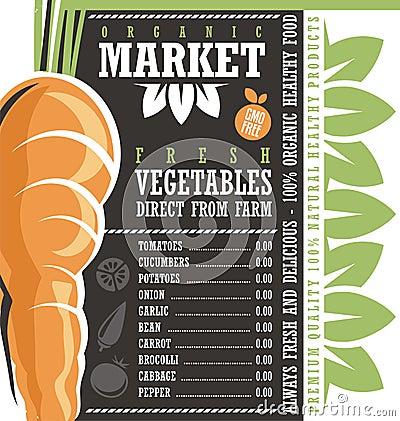 Farm Fresh Vegetables Market Vector Illustration