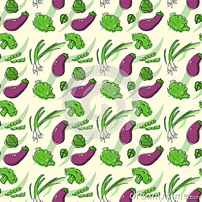 Farm fresh vegetables seamless vector pattern. Vector Illustration