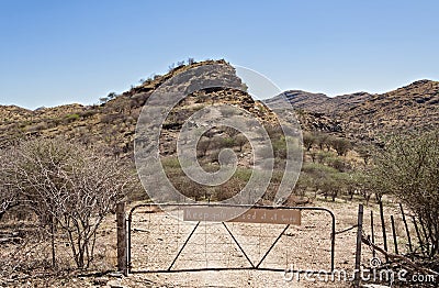 Farm gate, Namibia Stock Photo