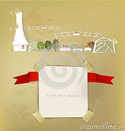 Farm, green houses and harvest White city collection Vector Illustration