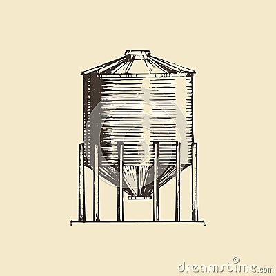 Farm hopper, drawn illustration. Sketch in vector. Vector Illustration