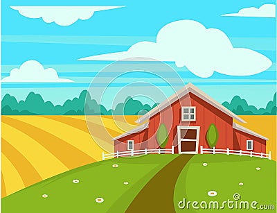 Farm house or farmer household agriculture scenery vector cartoon design Vector Illustration