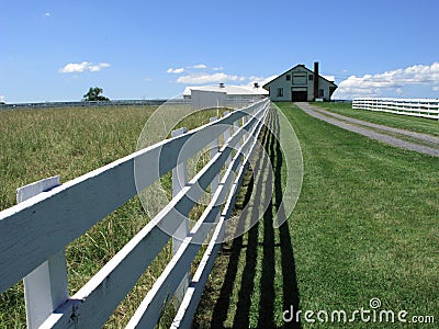 Farm House and Fence - Pennsylvania Stock Photo