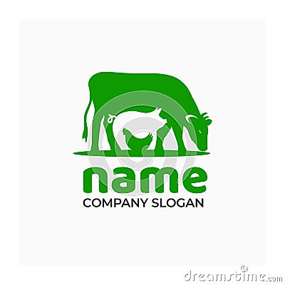 Farm icon with cow, pig and chicken Vector Illustration