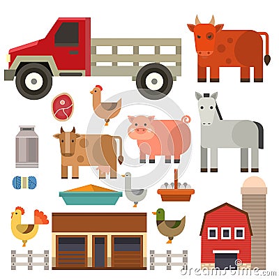 Farm icon vector illustration nature food harvesting grain agriculture different animals characters. Vector Illustration