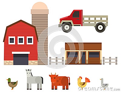 Farm icon vector illustration nature food harvesting grain agriculture different animals characters. Vector Illustration