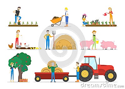 Farm illustrations set. Vector Illustration