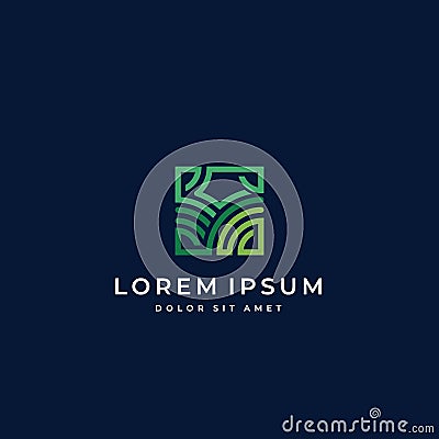 Farm Land Logo field icon With linear Line logotype Vector Illustration