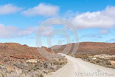 Farm landscape on road R356 between Fraserburg and Sutherland Stock Photo