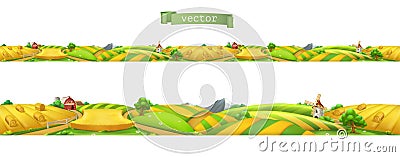 Farm. Landscape, seamless panorama. vector illustration Vector Illustration