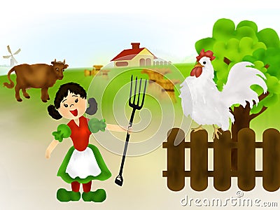 Farm life Cartoon Illustration