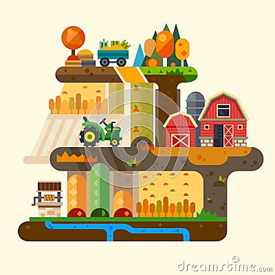 Farm life Vector Illustration