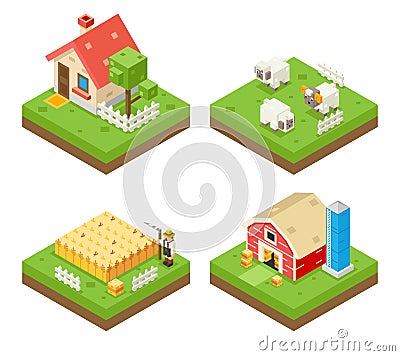 Farm Life isometric 3d Icon Real Estate Symbol Vector Illustration