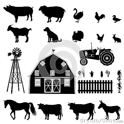 Farm life silhouette illustration Vector Illustration