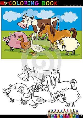 Farm and Livestock Animals for Coloring Vector Illustration