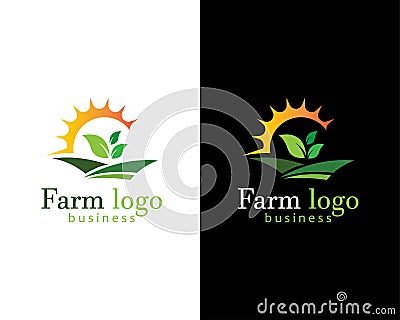 Farm logo creative agriculture nature garden illustration sun design Cartoon Illustration