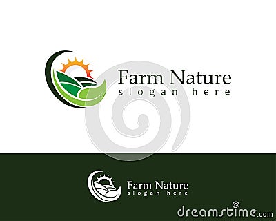 Farm logo creative agriculture nature garden illustration sun design concept Cartoon Illustration