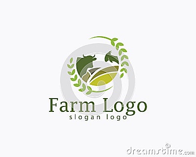 farm logo creative agriculture wheat vector icon design Stock Photo