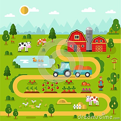 Farm map Vector Illustration