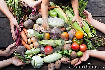 Farm organic nutrient concept, ripe raw vegetables Stock Photo