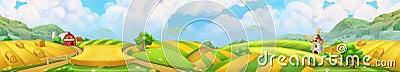 Farm, panorama landscape, vector Vector Illustration