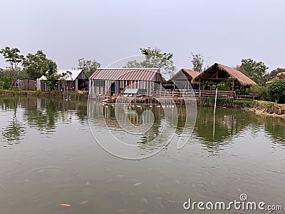 The farm and pond background Stock Photo