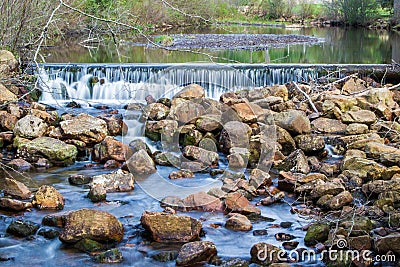 A Farm Pond Dam Stock Photo