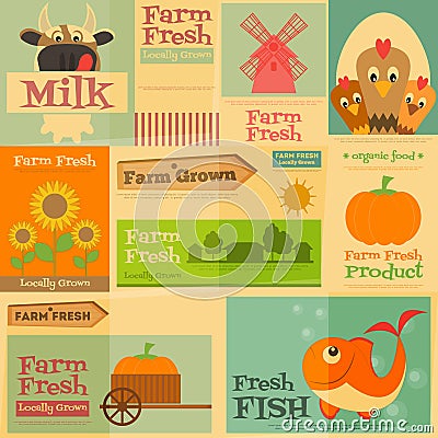 Farm Posters Vector Illustration