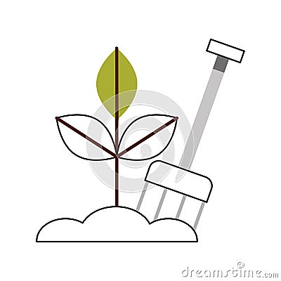 Farm rake with ground Vector Illustration