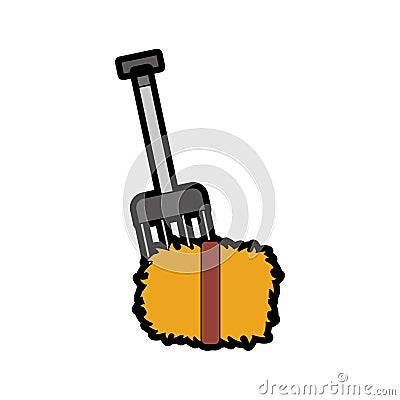 Farm rake with straw blocks Vector Illustration