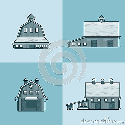 Farm rancho barn store house warehouse granary han Vector Illustration
