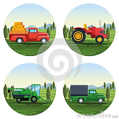 Farm set of cartoons Vector Illustration