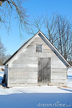 Farm shed in winter Stock Photo