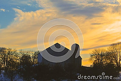 FARM SUNSET Stock Photo