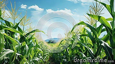 farm sweet corn growing Cartoon Illustration