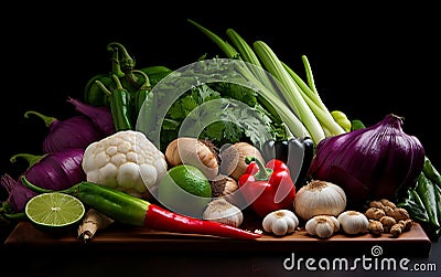 Farm-to-Table Veggie Imagery - Colorful Culinary Art. Generative By Ai Stock Photo
