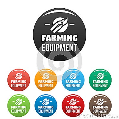 Farm tool icons set color Vector Illustration