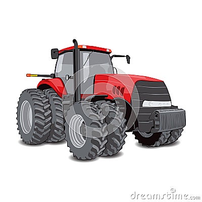 Farm tractor with big wheels. Vector Illustration