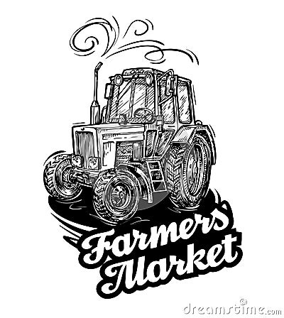 Farm tractor. hand-drawn sketch. vector illustration Vector Illustration
