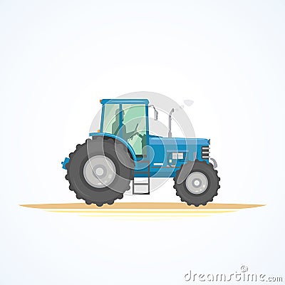 Farm tractor icon vector illustration. Heavy agricultural machinery for field work. Vector Illustration